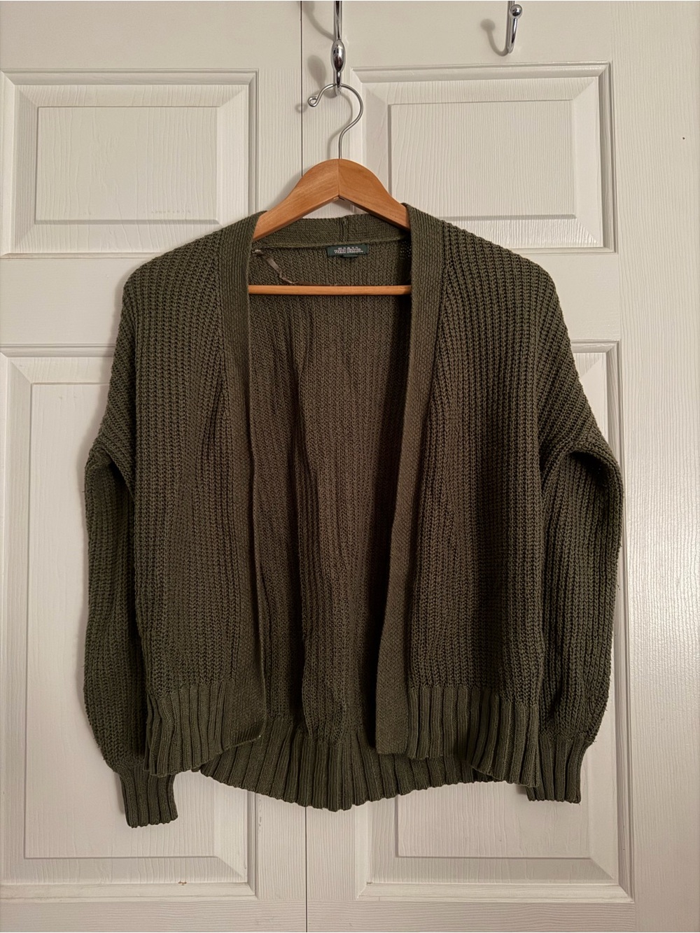 wild fable Olive Green Open-Front Knit Cardigan